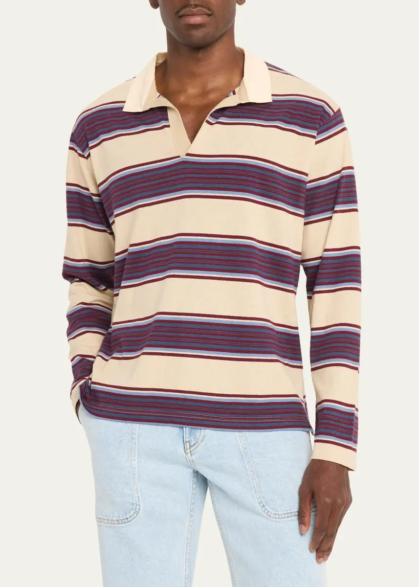 Sanderlak Men's Relaxed Stripe Rugby Polo Shirt | Thumbnail 4 Sanderlak Men's Relaxed Stripe Rugby Polo Shirt | Thumbnail 4