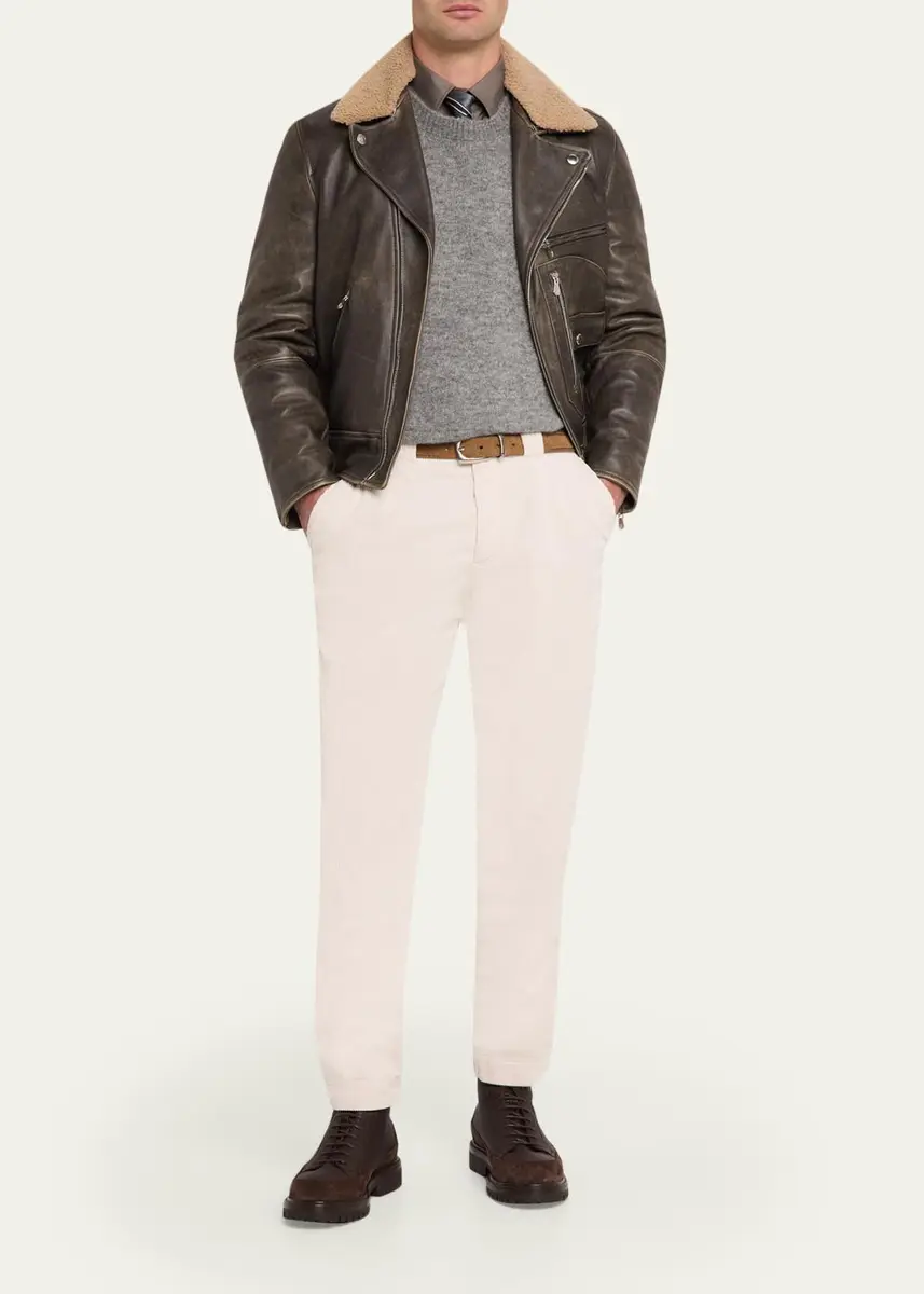 Brunello Cucinelli Men's Cotton Military Button-Down Shirt | Thumbnail 2 Brunello Cucinelli Men's Cotton Military Button-Down Shirt | Thumbnail 2