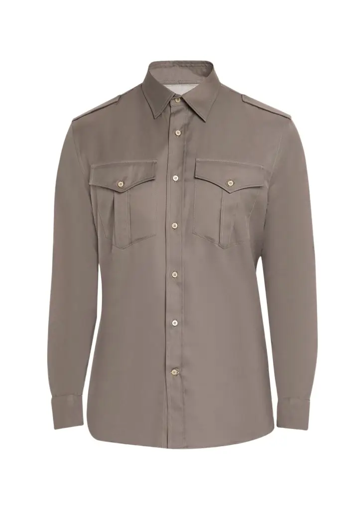 Brunello Cucinelli Men's Cotton Military Button-Down Shirt