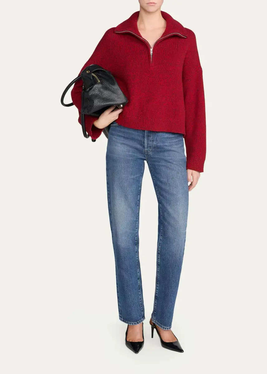 Frame The Half-Zip Marled Knit Sweater | Thumbnail 2 Frame The Half-Zip Marled Knit Sweater | Thumbnail 2