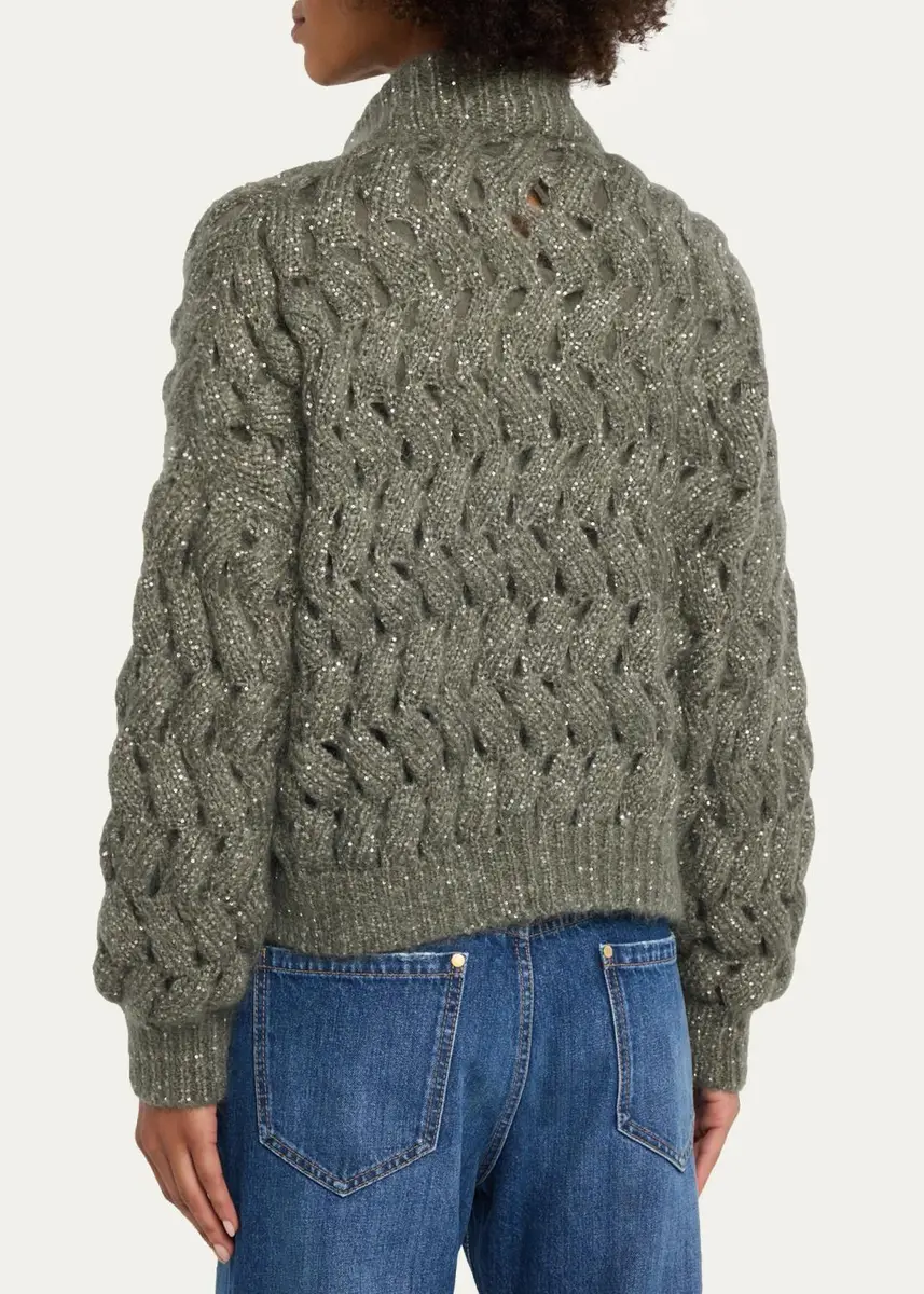 Brunello Cucinelli Ocean Waves Diamante Mohair Cardigan | Thumbnail 3 Brunello Cucinelli Ocean Waves Diamante Mohair Cardigan | Thumbnail 3