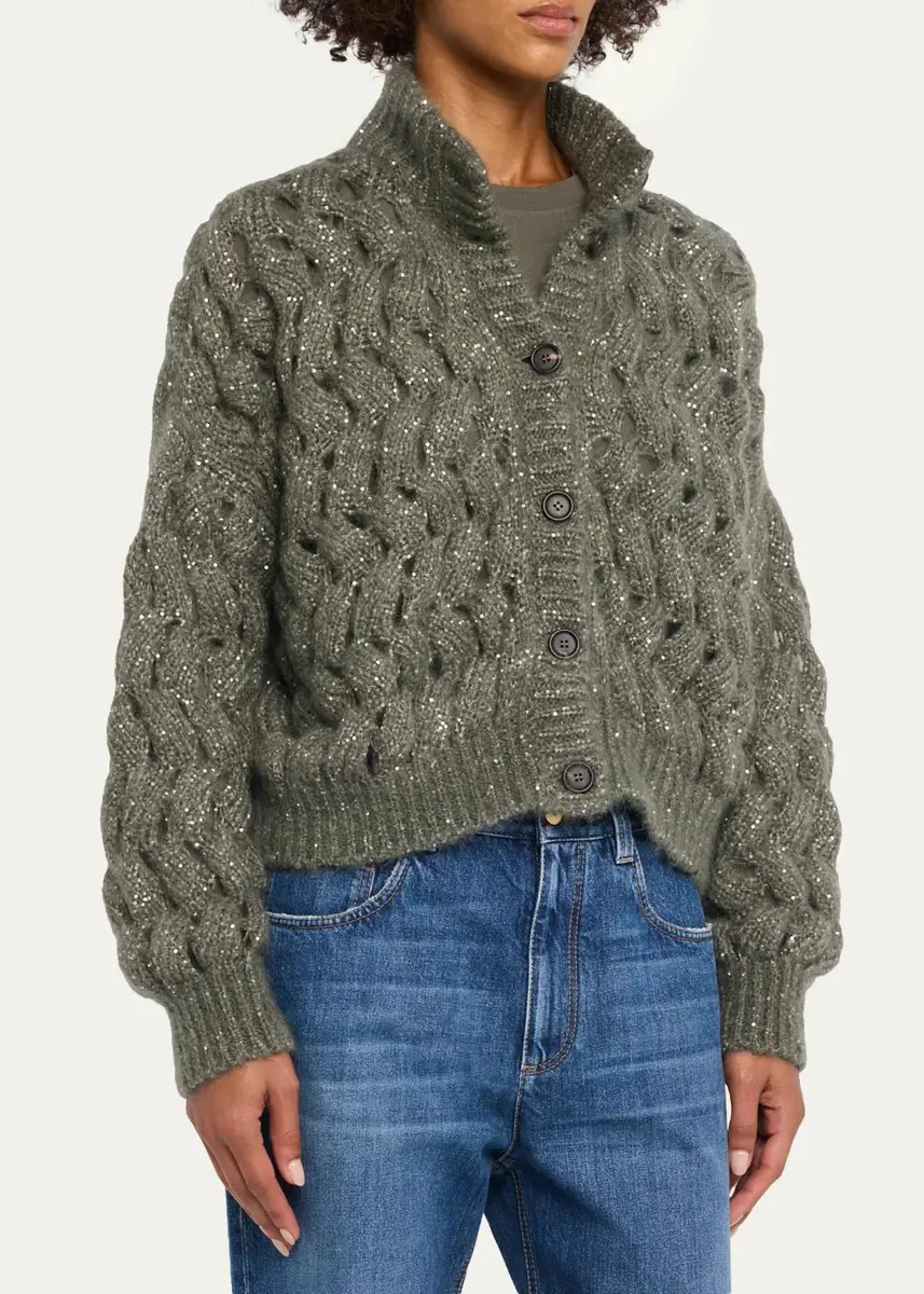 Brunello Cucinelli Ocean Waves Diamante Mohair Cardigan | Thumbnail 4 Brunello Cucinelli Ocean Waves Diamante Mohair Cardigan | Thumbnail 4