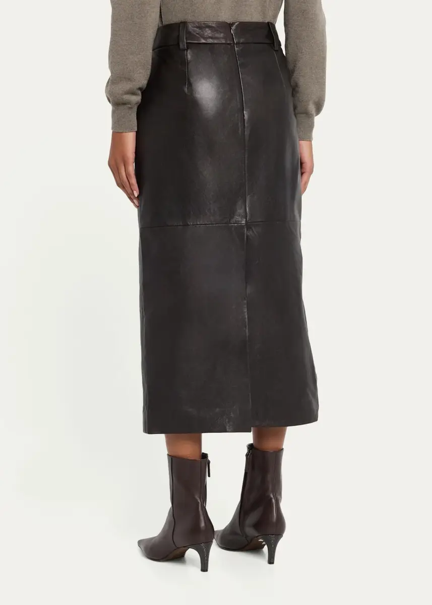 Brunello Cucinelli Leather Midi Pencil Skirt | Thumbnail 3 Brunello Cucinelli Leather Midi Pencil Skirt | Thumbnail 3