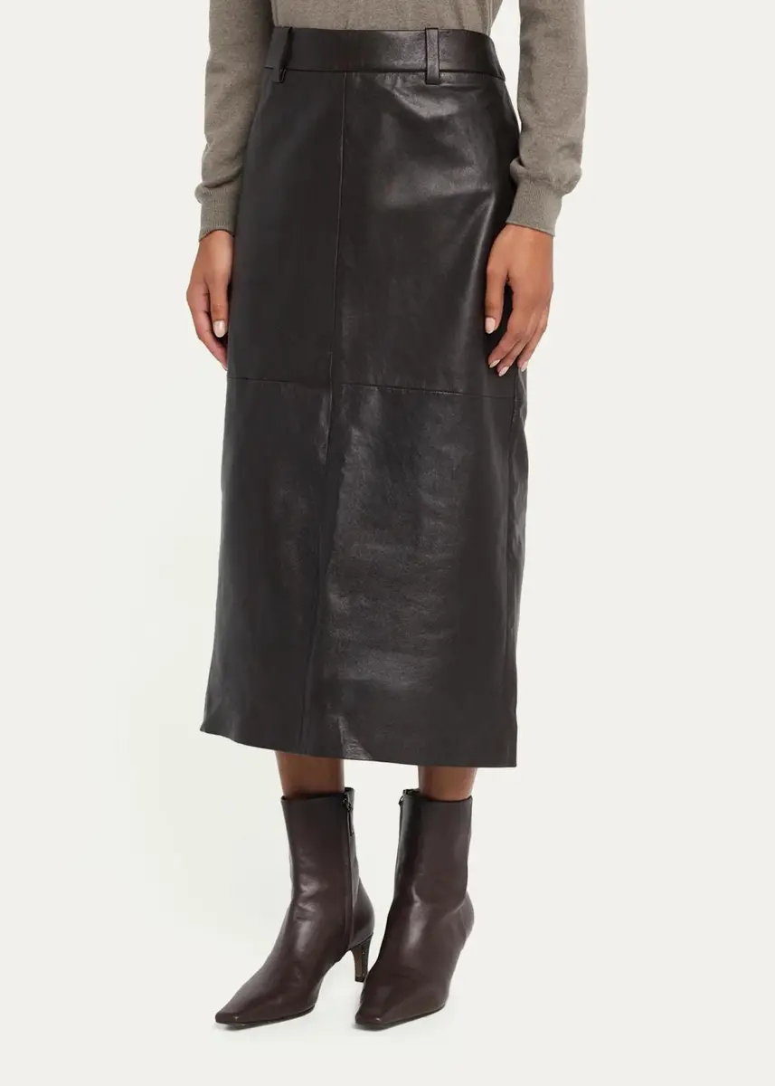 Brunello Cucinelli Leather Midi Pencil Skirt | Thumbnail 4 Brunello Cucinelli Leather Midi Pencil Skirt | Thumbnail 4