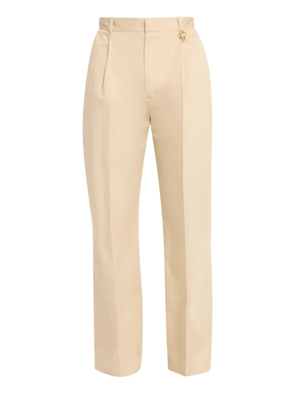 Men's Poplin Pleated Straight-Leg Trousers