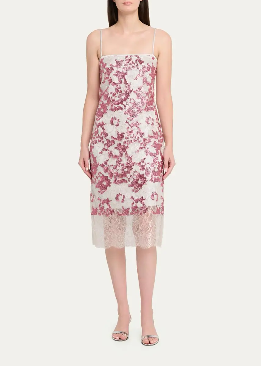 Costarellos Biona Sleeveless Sequined Metallic Lace Midi Dress | Thumbnail 2 Costarellos Biona Sleeveless Sequined Metallic Lace Midi Dress | Thumbnail 2