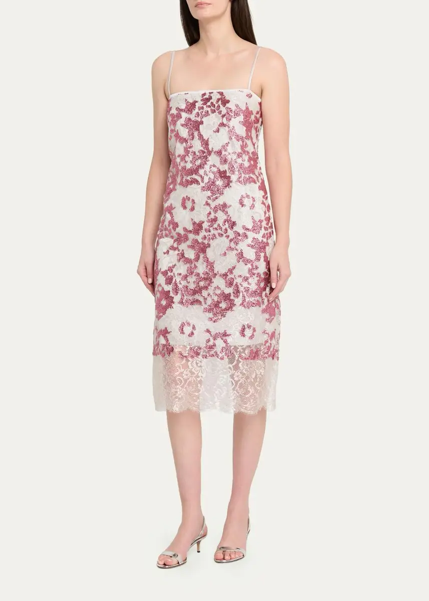 Costarellos Biona Sleeveless Sequined Metallic Lace Midi Dress | Thumbnail 4 Costarellos Biona Sleeveless Sequined Metallic Lace Midi Dress | Thumbnail 4