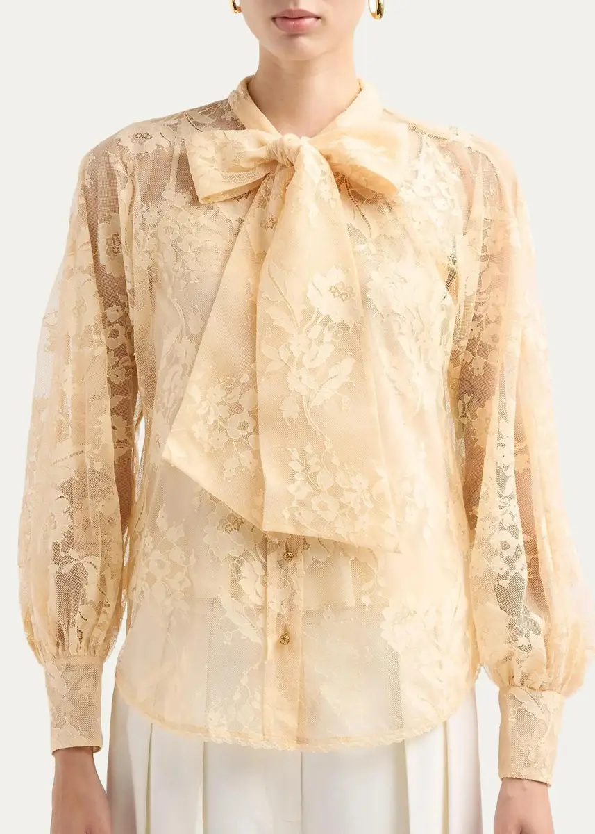 Zimmermann Valiant Lace Pussy Bow Blouse | Thumbnail 3