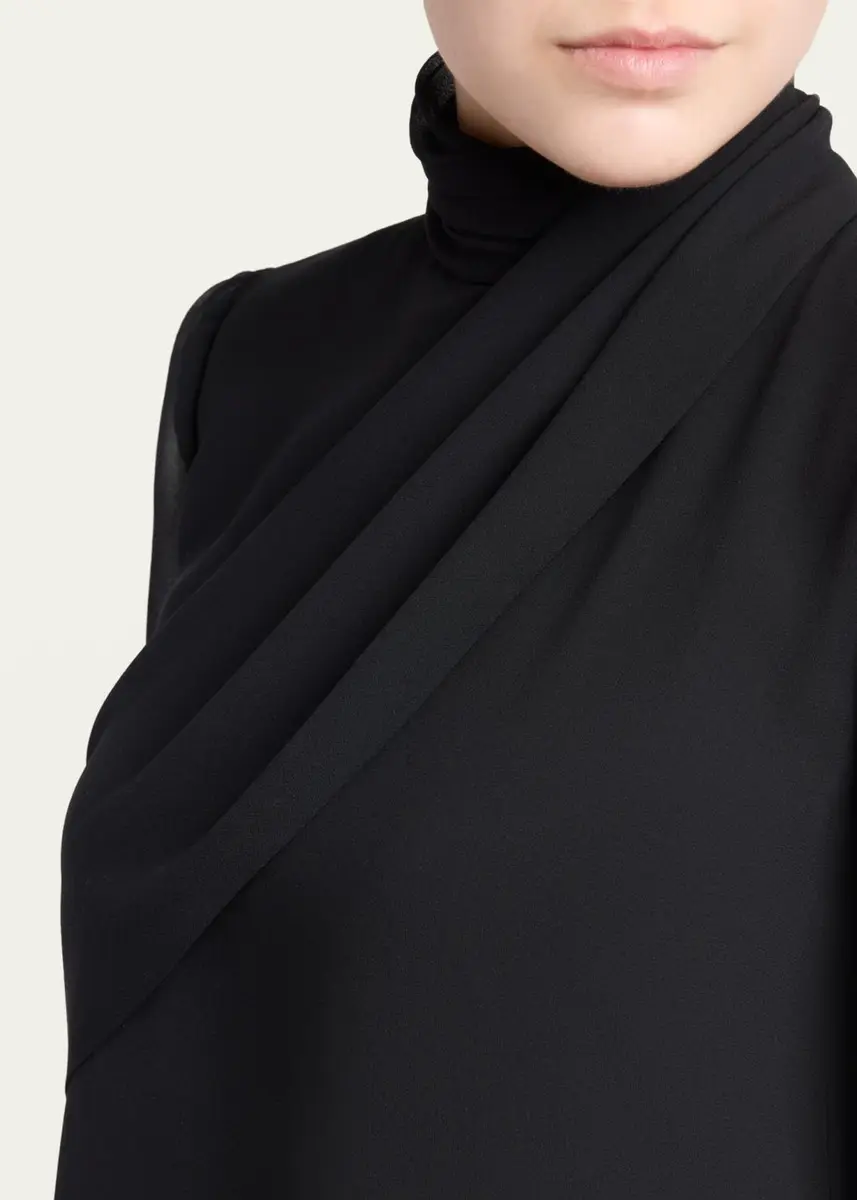 Valentino Garavani Mock-Neck Draped Silk Georgette Mini Dress | Thumbnail 5