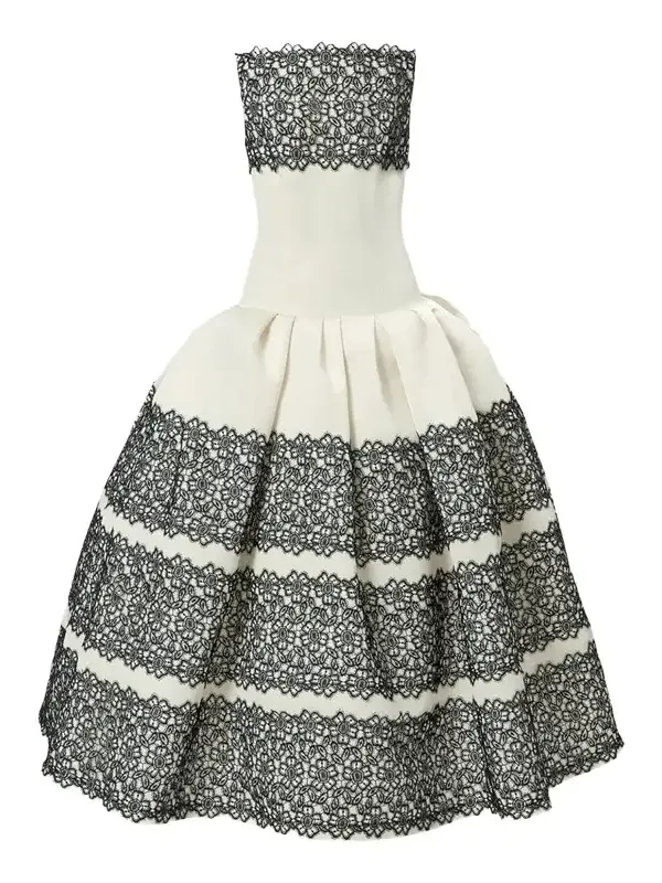 Strapless Guipure Lace Gown