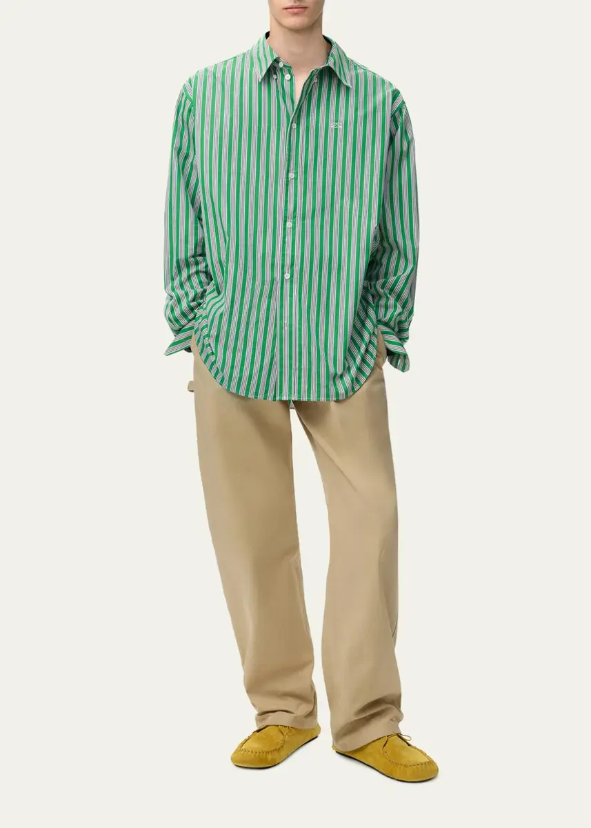 Loewe Men's Multi-Stripe Poplin Button-Down Shirt | Thumbnail 2 Loewe Men's Multi-Stripe Poplin Button-Down Shirt | Thumbnail 2