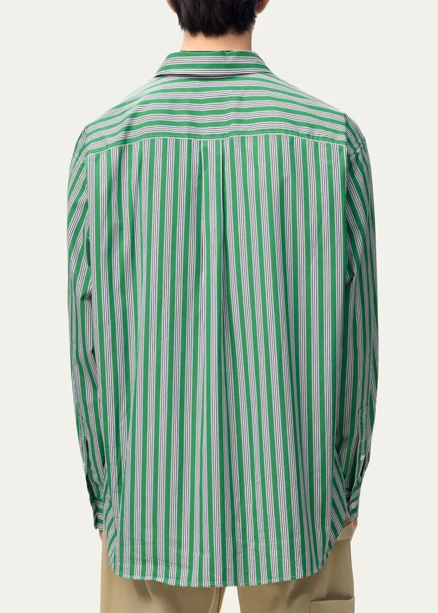 Loewe Men's Multi-Stripe Poplin Button-Down Shirt | Thumbnail 3 Loewe Men's Multi-Stripe Poplin Button-Down Shirt | Thumbnail 3