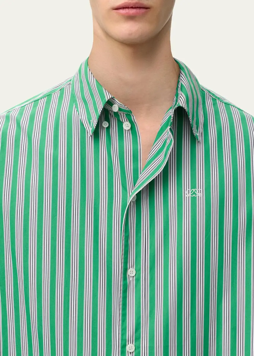 Loewe Men's Multi-Stripe Poplin Button-Down Shirt | Thumbnail 5 Loewe Men's Multi-Stripe Poplin Button-Down Shirt | Thumbnail 5