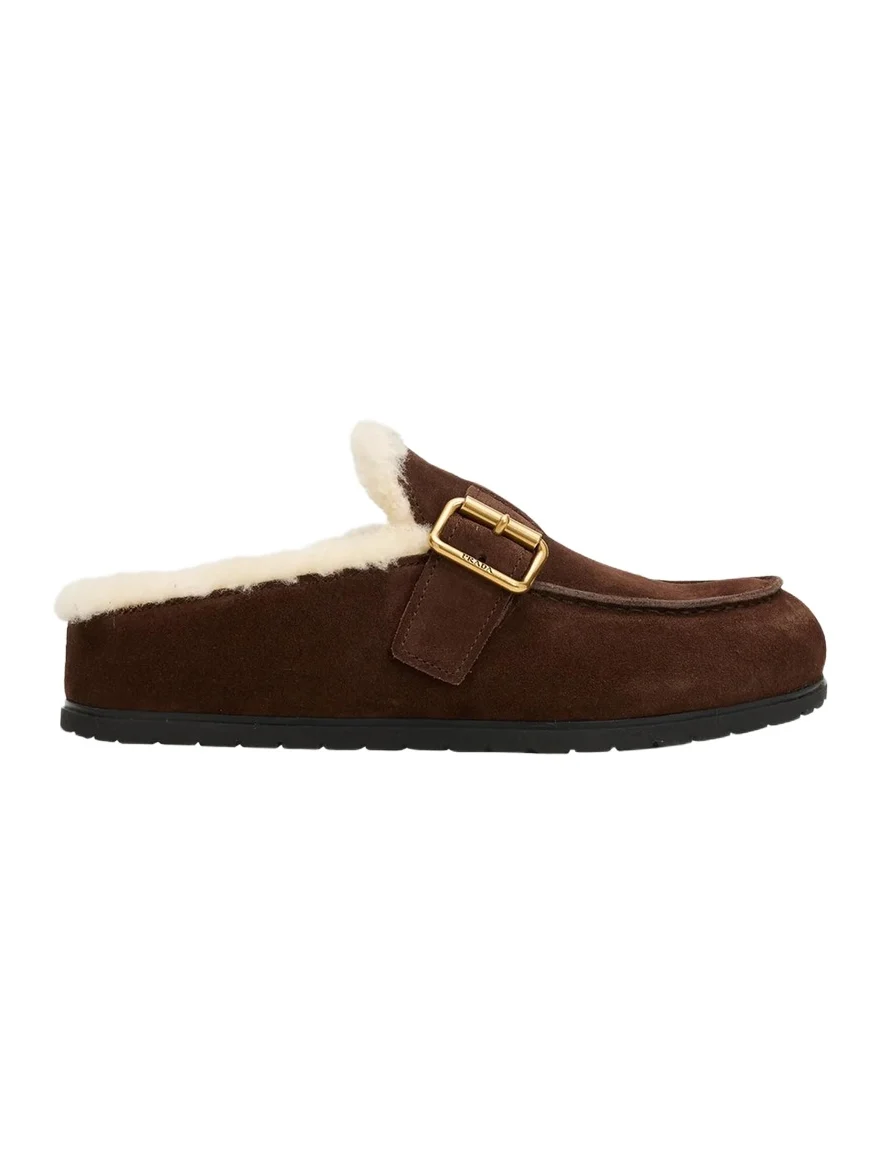 Shearling-Lined Suede Buckle Clogs Shearling-Lined Suede Buckle Clogs