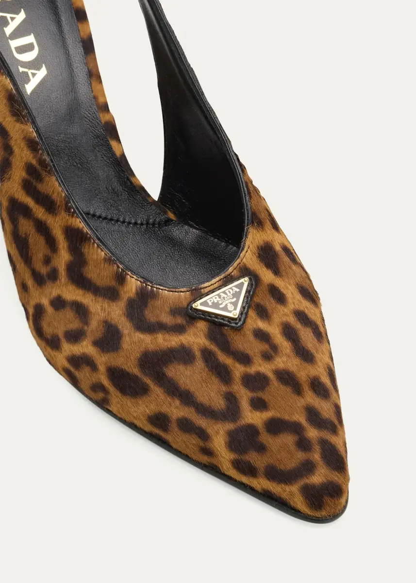 Prada 85mm Leopard Calf Hair Slingback Pumps | Thumbnail 5 Prada 85mm Leopard Calf Hair Slingback Pumps | Thumbnail 5