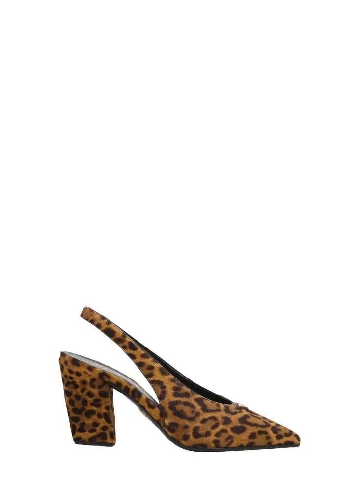 Prada 85mm Leopard Calf Hair Slingback Pumps