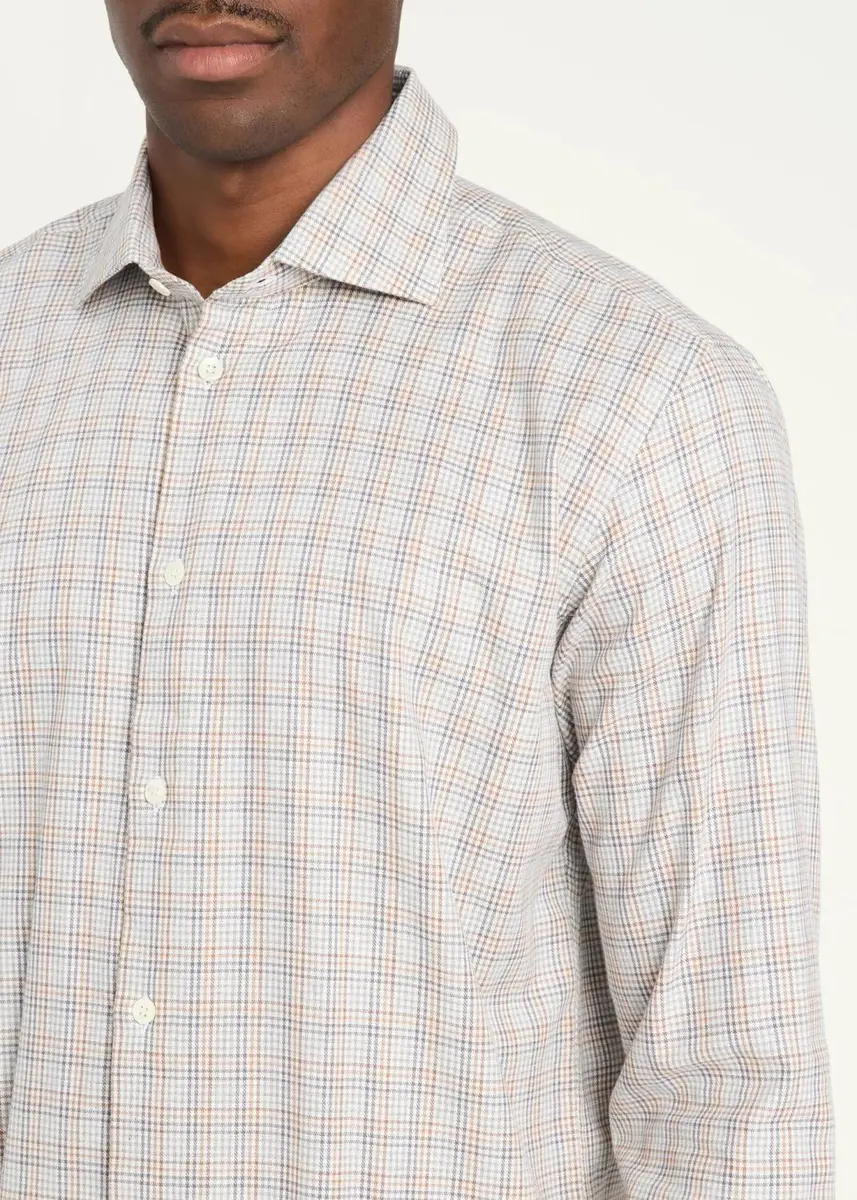 Baldassari Men's Santini Micro-Check Cotton Shirt | Thumbnail 5 Baldassari Men's Santini Micro-Check Cotton Shirt | Thumbnail 5