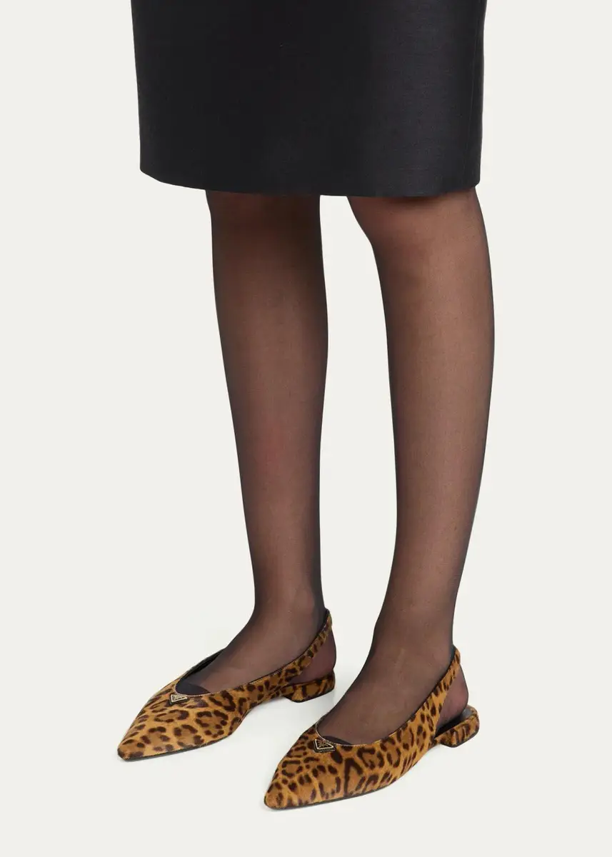 Prada Leopard Calf Hair Slingback Flats | Thumbnail 2