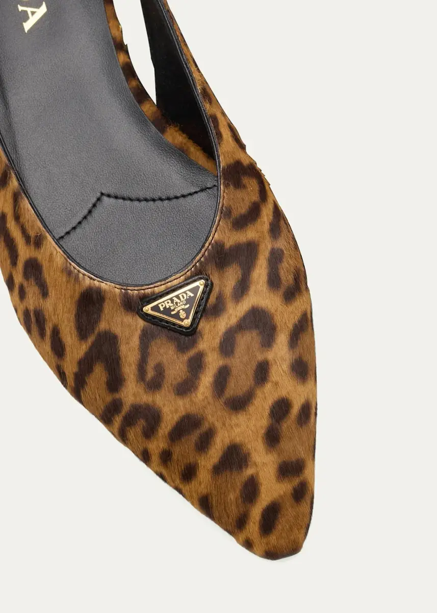 Prada Leopard Calf Hair Slingback Flats | Thumbnail 5