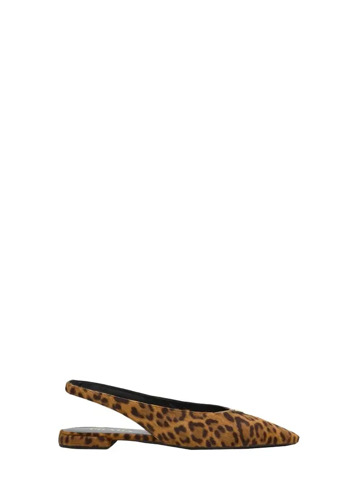 Prada Leopard Calf Hair Slingback Flats