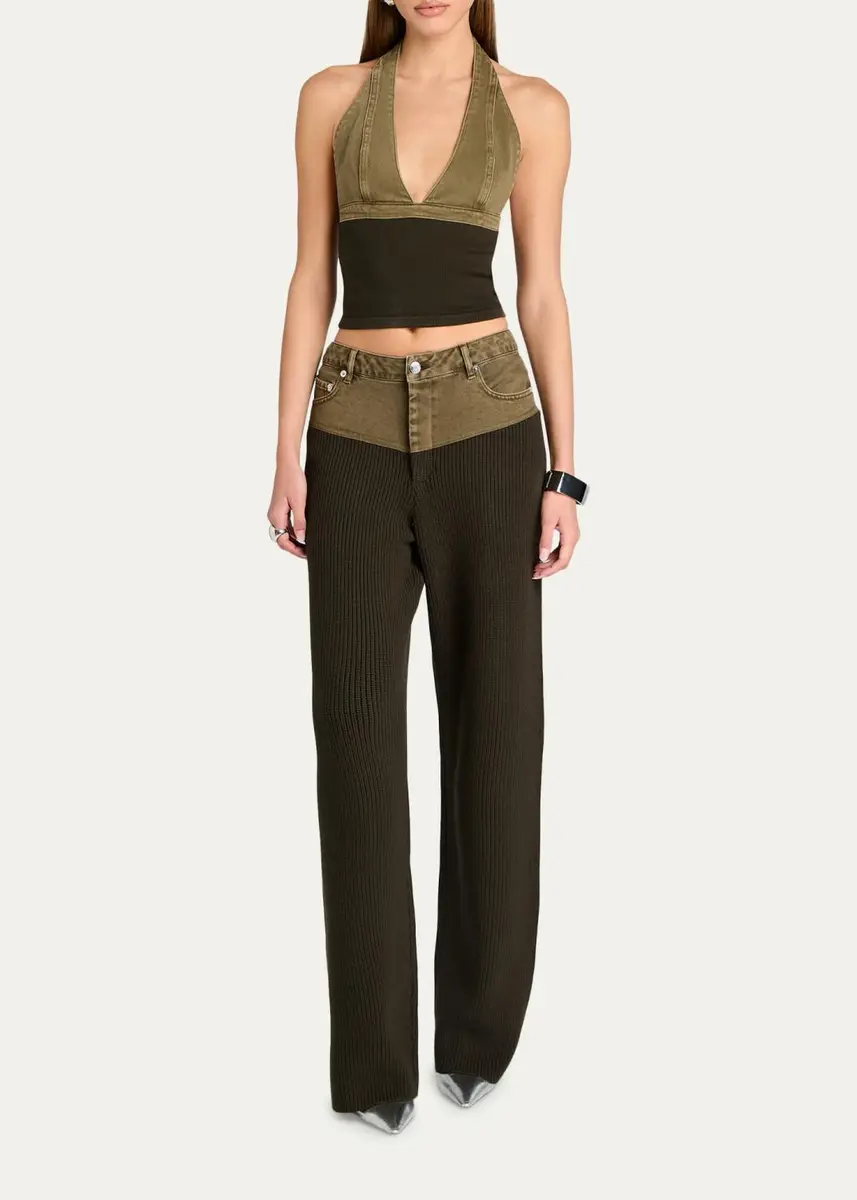 SEROYA Chani Ribbed Straight-Leg Pants | Thumbnail 2