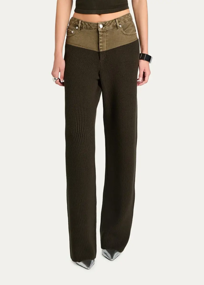 SEROYA Chani Ribbed Straight-Leg Pants | Thumbnail 4