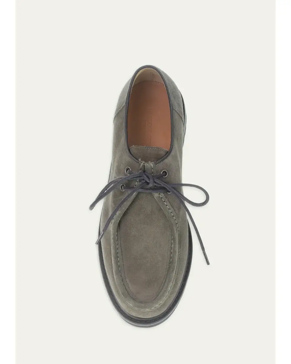 Bergdorf Goodman Men's Suede Moc-Toe Derby Shoes | Thumbnail 2 Bergdorf Goodman Men's Suede Moc-Toe Derby Shoes | Thumbnail 2