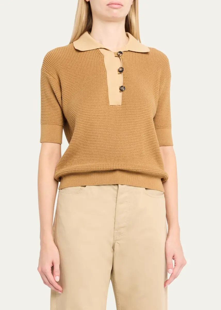 JW Anderson Short-Sleeve Textured Knit Polo Sweater | Thumbnail 4 JW Anderson Short-Sleeve Textured Knit Polo Sweater | Thumbnail 4
