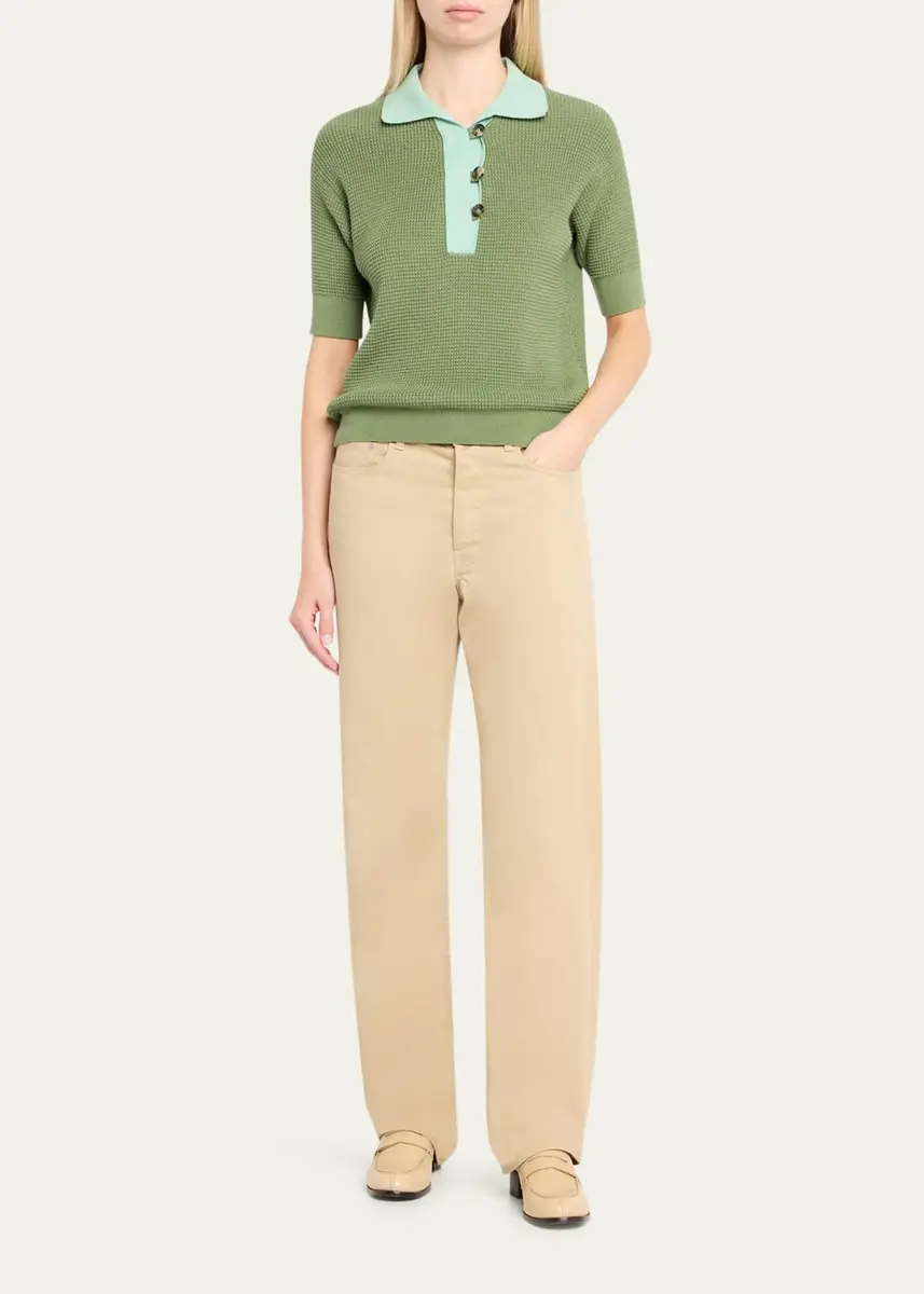 JW Anderson Short-Sleeve Textured Knit Polo Sweater | Thumbnail 6 JW Anderson Short-Sleeve Textured Knit Polo Sweater | Thumbnail 6