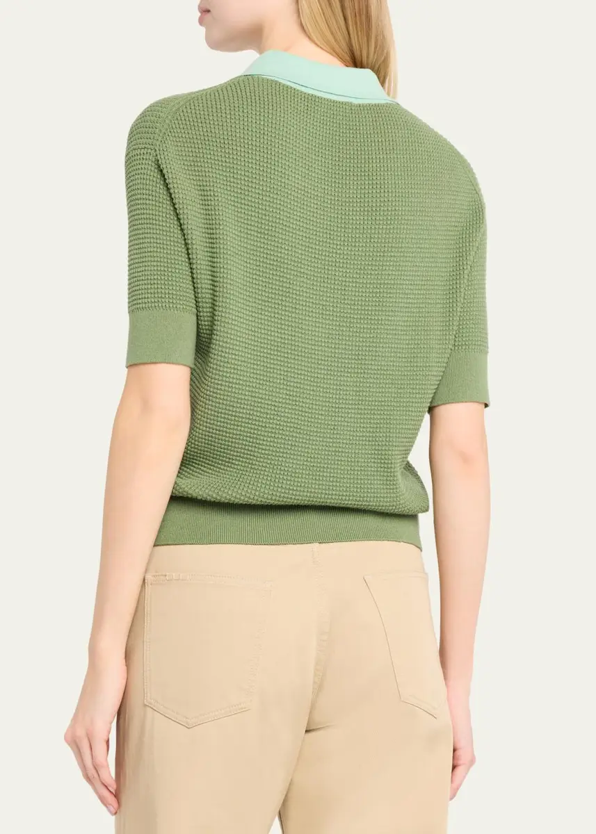 JW Anderson Short-Sleeve Textured Knit Polo Sweater | Thumbnail 7 JW Anderson Short-Sleeve Textured Knit Polo Sweater | Thumbnail 7