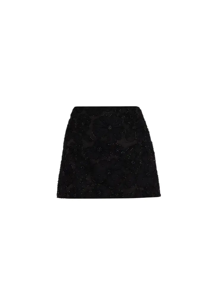 Olenna Beaded Floral Mini Skirt