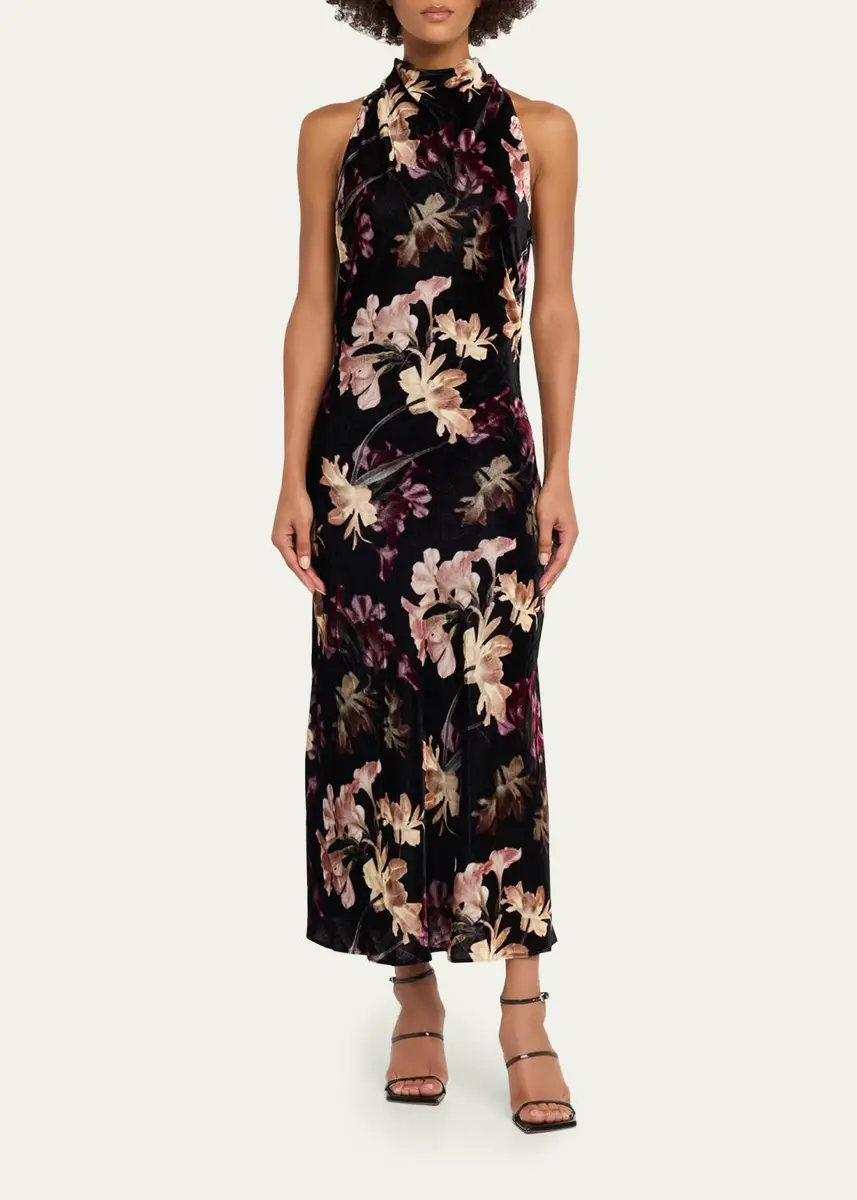 Cara Cara Fara Floral Velvet Maxi Dress | Thumbnail 2 Cara Cara Fara Floral Velvet Maxi Dress | Thumbnail 2