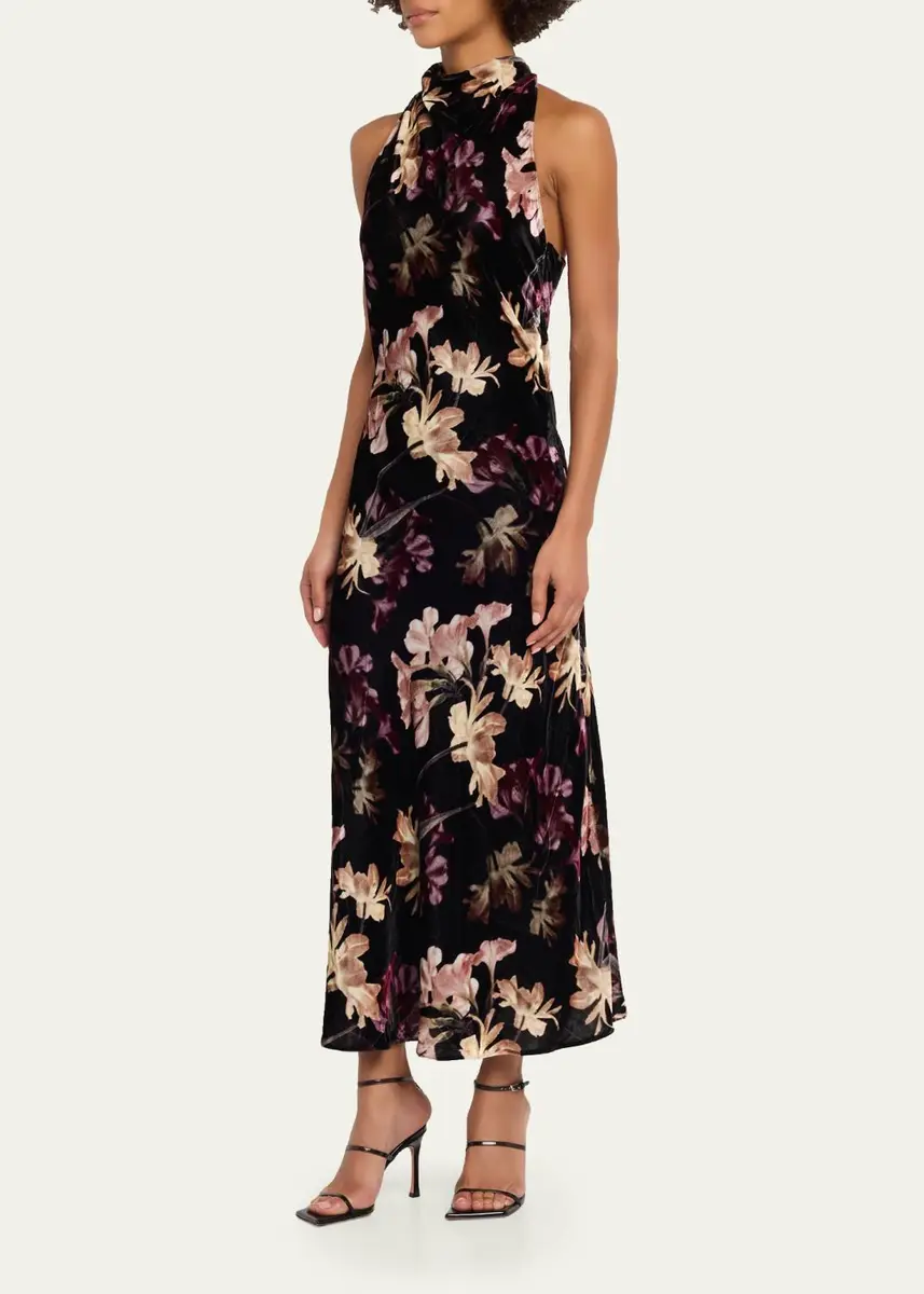 Cara Cara Fara Floral Velvet Maxi Dress | Thumbnail 4 Cara Cara Fara Floral Velvet Maxi Dress | Thumbnail 4