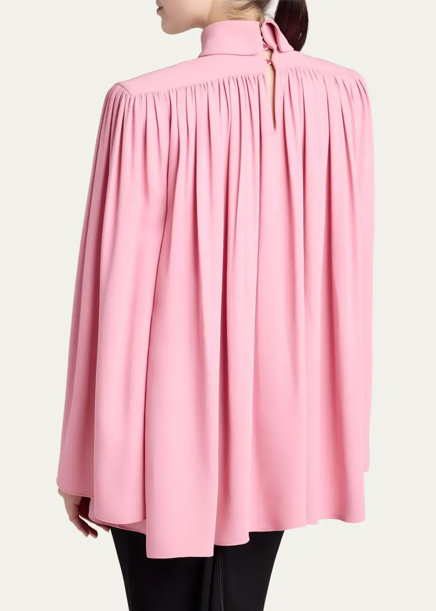 Valentino Garavani Turtleneck Gathered Silk Long-Sleeve Top | Thumbnail 3 Valentino Garavani Turtleneck Gathered Silk Long-Sleeve Top | Thumbnail 3