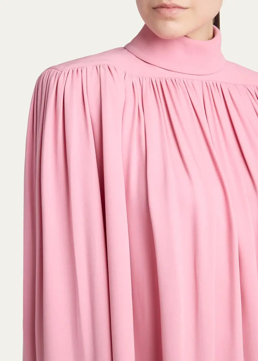 Valentino Garavani Turtleneck Gathered Silk Long-Sleeve Top | Thumbnail 5 Valentino Garavani Turtleneck Gathered Silk Long-Sleeve Top | Thumbnail 5
