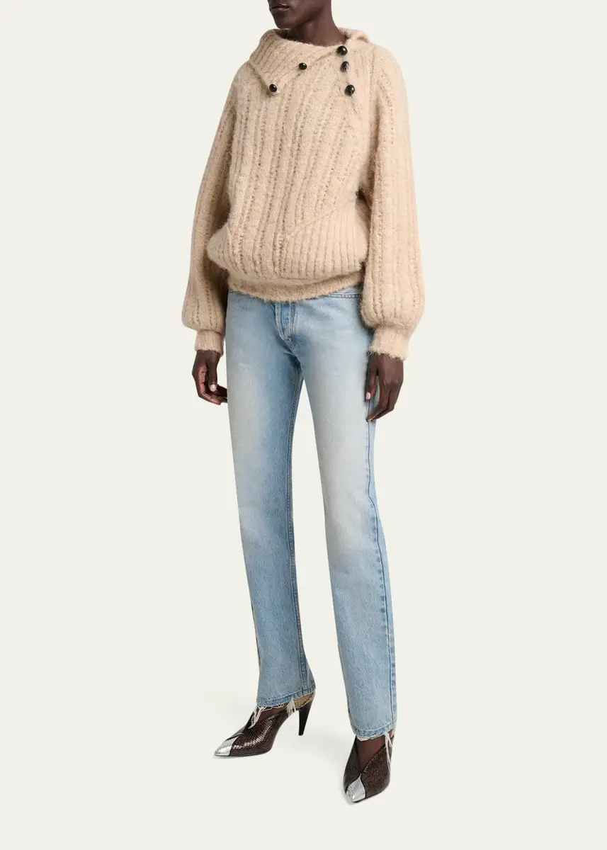Isabel Marant Lily Alapca-Mohair Rib Folded Turtleneck Sweater | Thumbnail 2