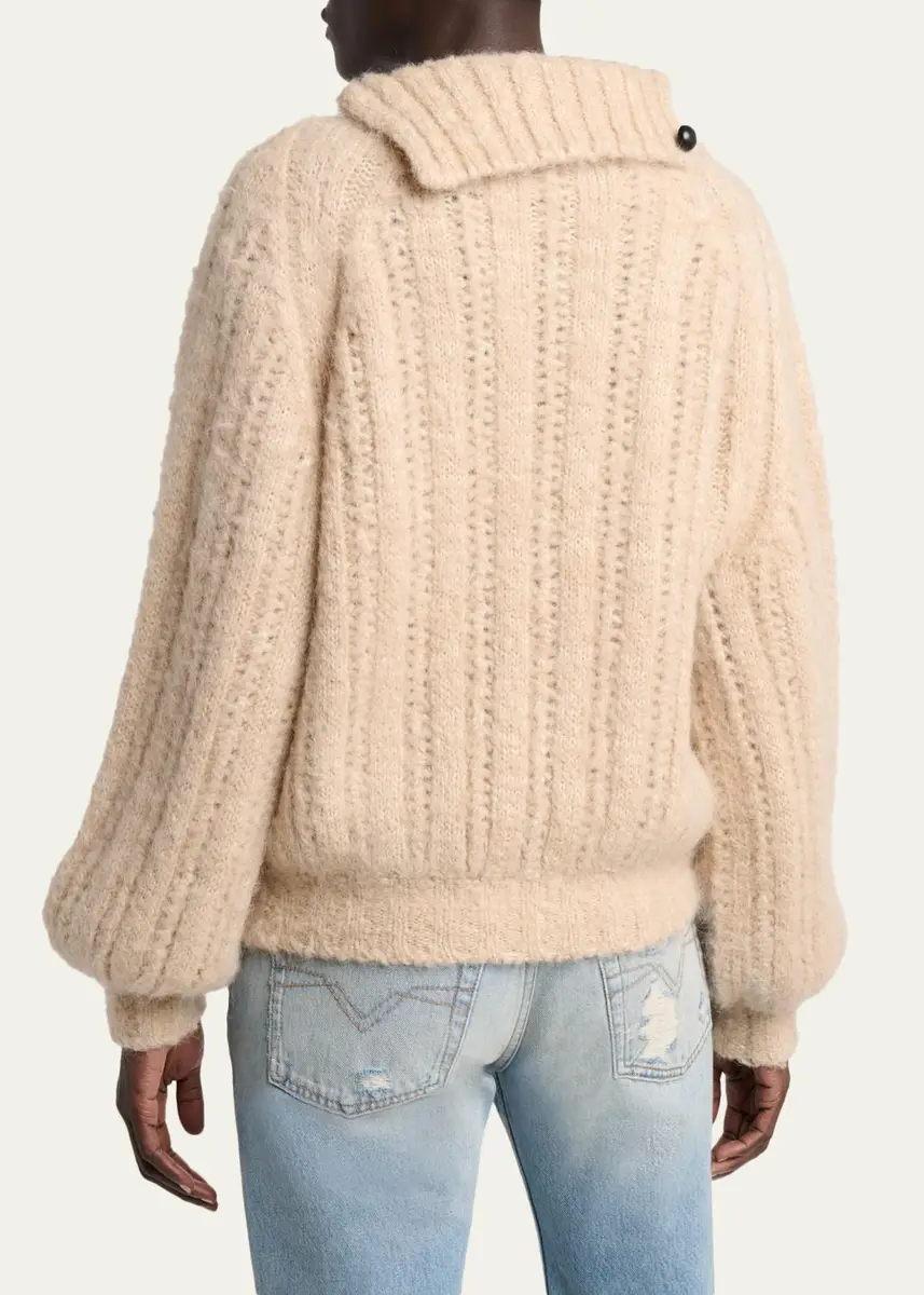 Isabel Marant Lily Alapca-Mohair Rib Folded Turtleneck Sweater | Thumbnail 3