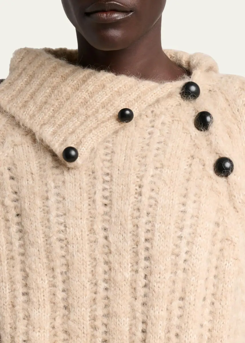 Isabel Marant Lily Alapca-Mohair Rib Folded Turtleneck Sweater | Thumbnail 5