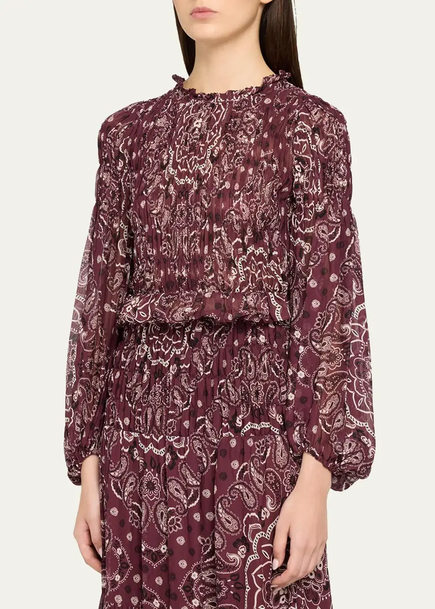 Cara Cara Weston Smocked Paisley Blouse | Thumbnail 4 Cara Cara Weston Smocked Paisley Blouse | Thumbnail 4