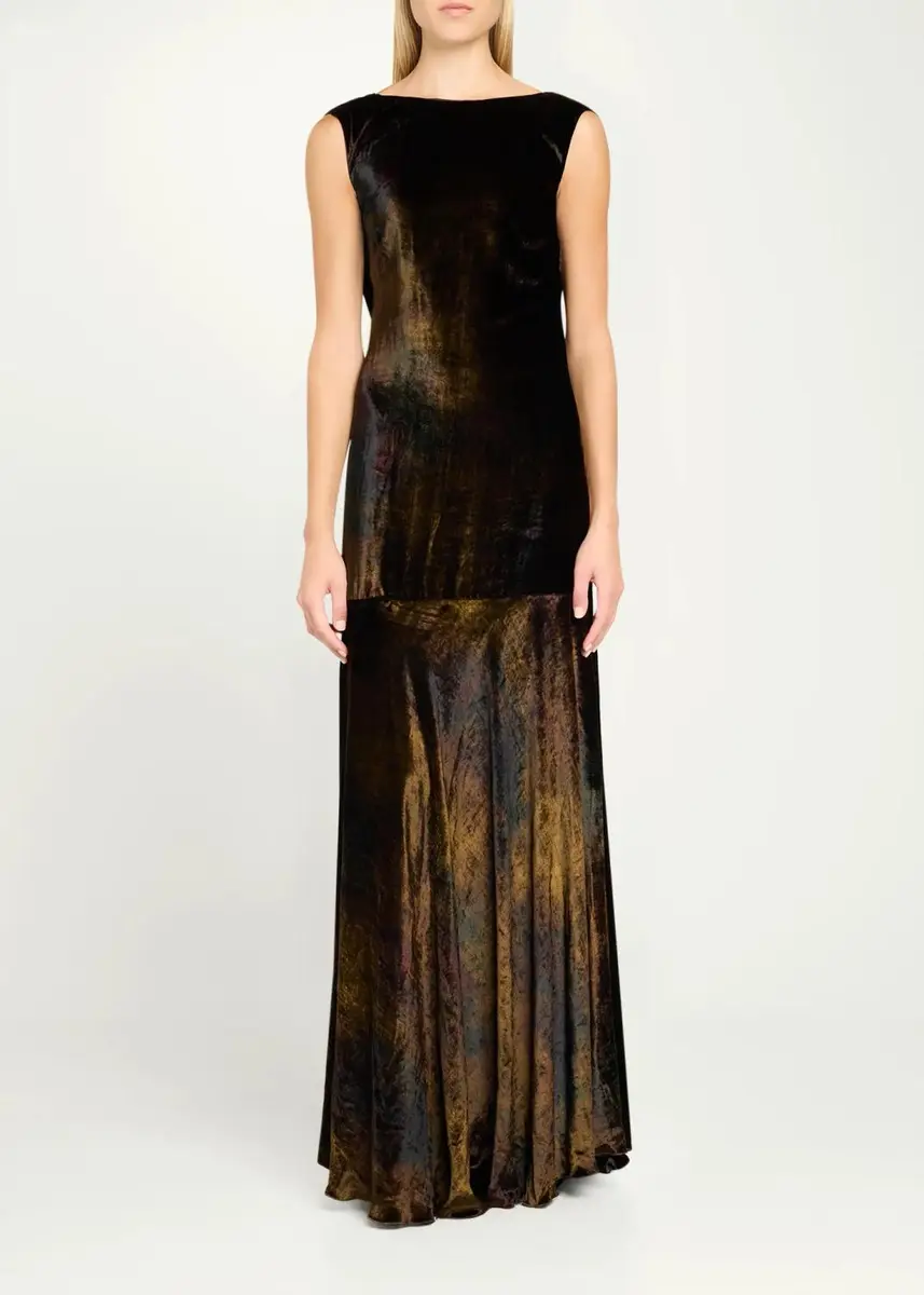 Kiton Velvet Draped Open-Back Sleeveless Gown | Thumbnail 2 Kiton Velvet Draped Open-Back Sleeveless Gown | Thumbnail 2