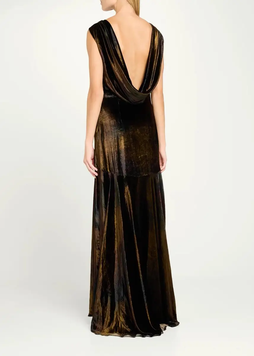 Kiton Velvet Draped Open-Back Sleeveless Gown | Thumbnail 3 Kiton Velvet Draped Open-Back Sleeveless Gown | Thumbnail 3