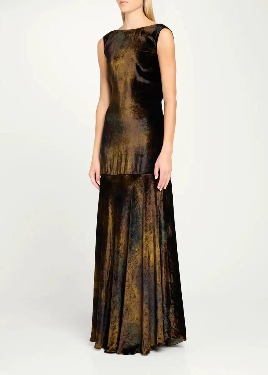 Kiton Velvet Draped Open-Back Sleeveless Gown | Thumbnail 4 Kiton Velvet Draped Open-Back Sleeveless Gown | Thumbnail 4