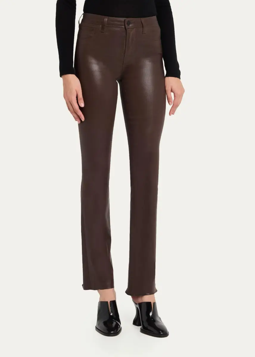 L'Agence Ruth High-Rise Coated Straight Raw Hem Jeans | Thumbnail 4
