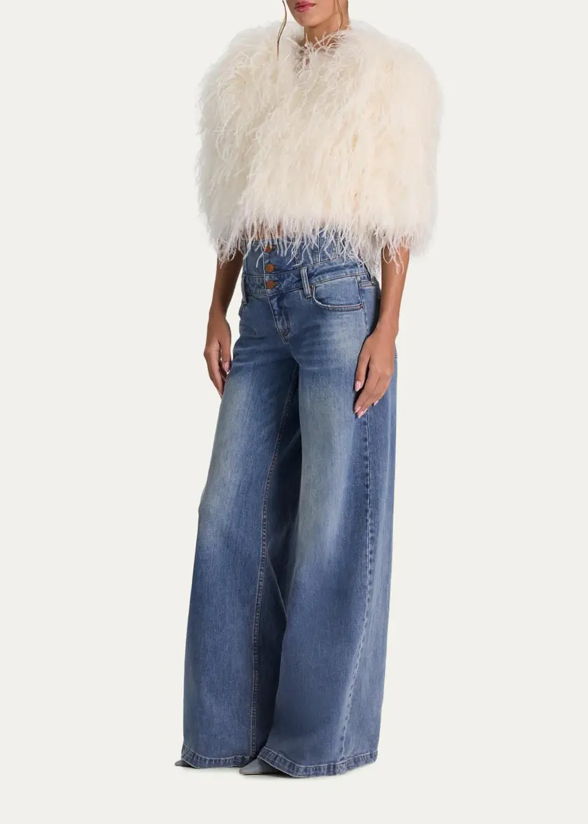 Alice + Olivia Kidman 3/4 Sleeve Feather Capelet | Thumbnail 2 Alice + Olivia Kidman 3/4 Sleeve Feather Capelet | Thumbnail 2