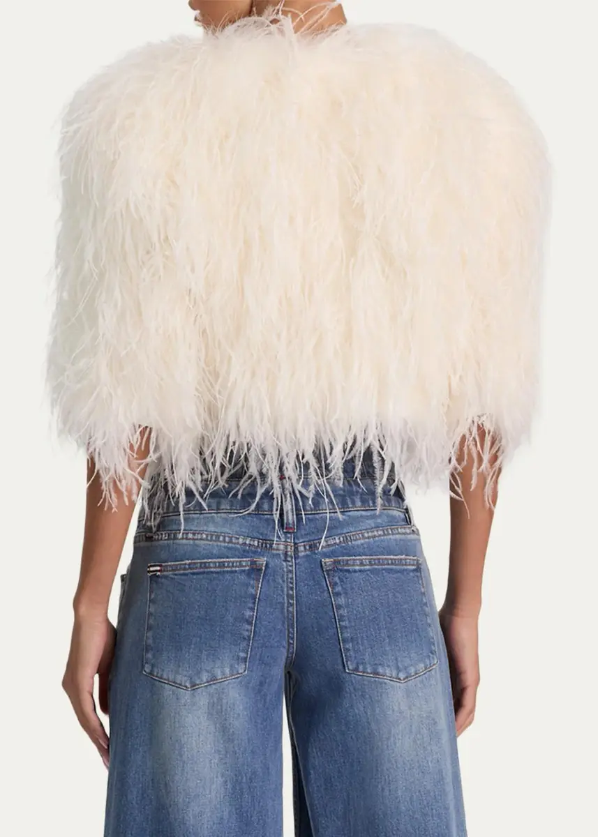Alice + Olivia Kidman 3/4 Sleeve Feather Capelet | Thumbnail 3 Alice + Olivia Kidman 3/4 Sleeve Feather Capelet | Thumbnail 3