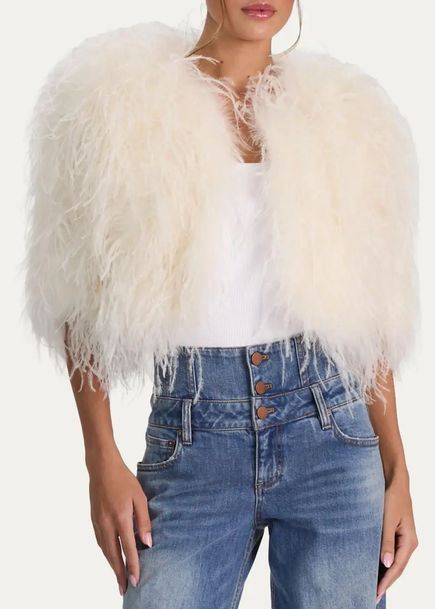 Alice + Olivia Kidman 3/4 Sleeve Feather Capelet | Thumbnail 4 Alice + Olivia Kidman 3/4 Sleeve Feather Capelet | Thumbnail 4