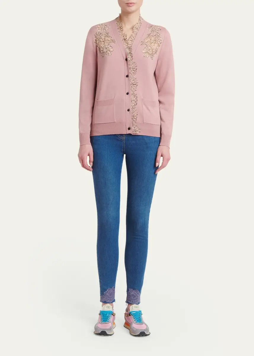 Valentino Garavani Scalloped Lace V-Neck Cardigan | Thumbnail 2