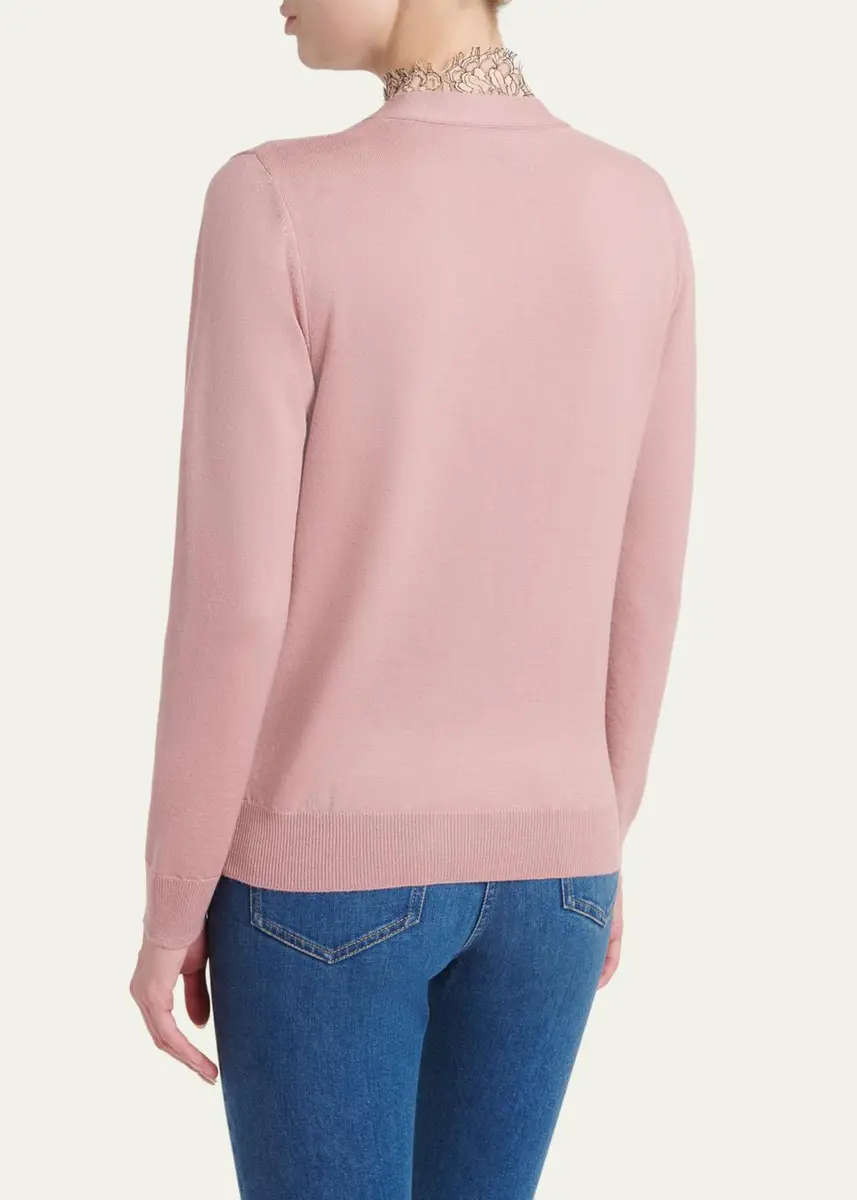 Valentino Garavani Scalloped Lace V-Neck Cardigan | Thumbnail 3