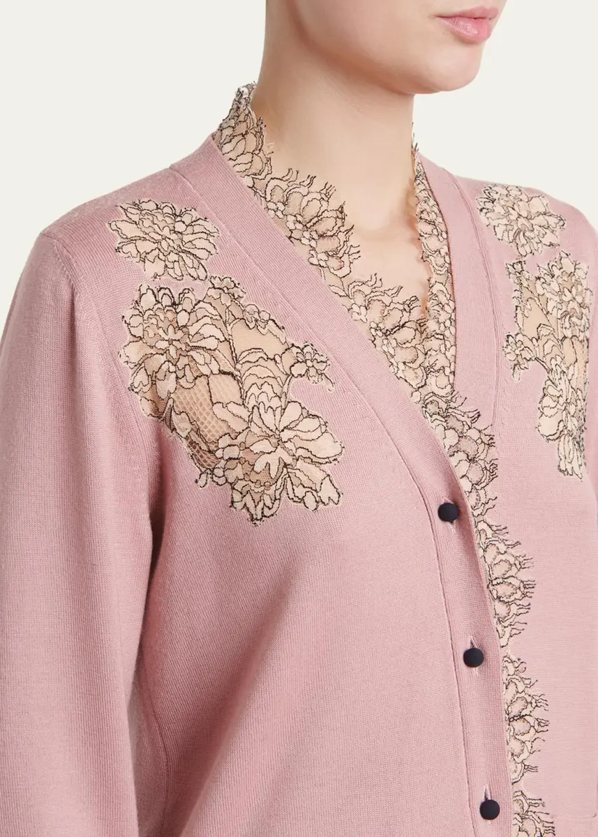 Valentino Garavani Scalloped Lace V-Neck Cardigan | Thumbnail 5