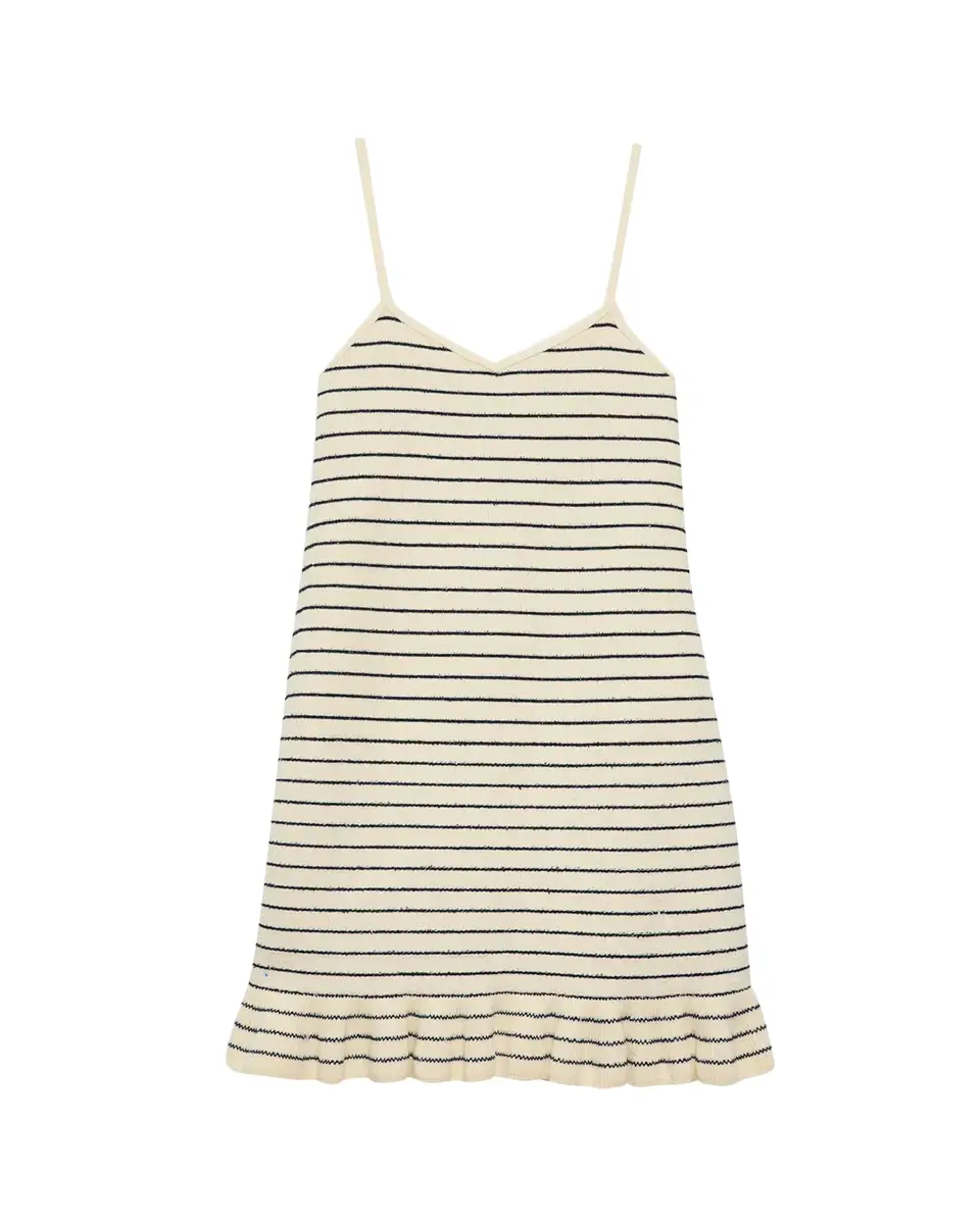 JW Anderson Sleeveless Striped Rib Ruffle Mini Dress | Thumbnail 2